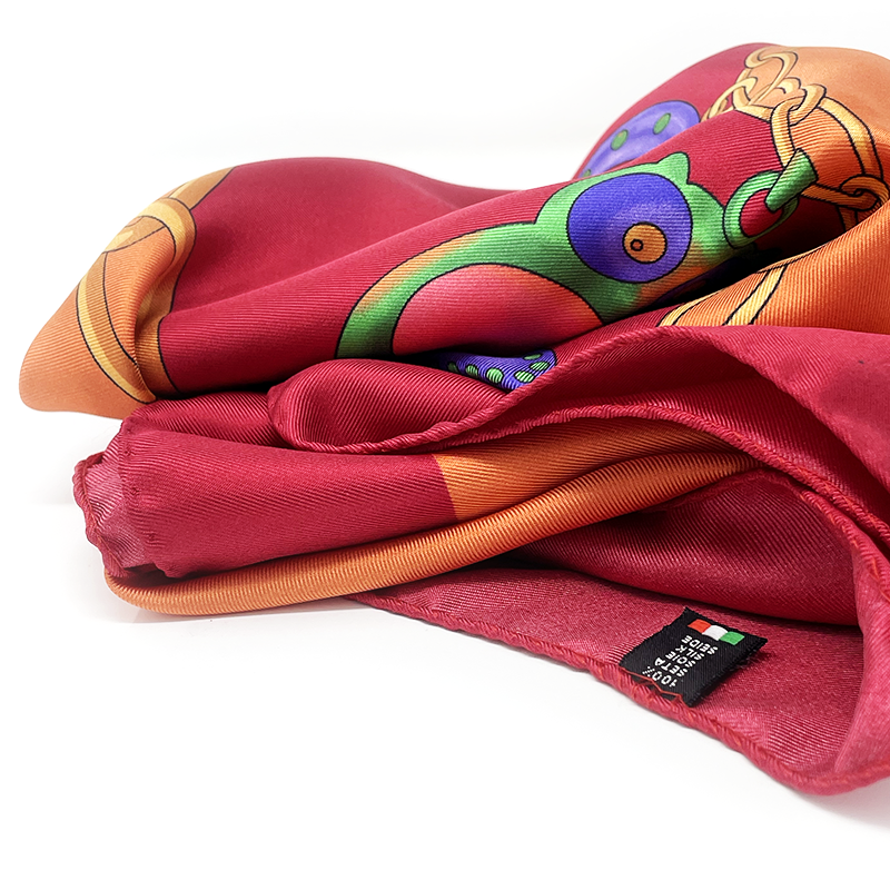 Foulard Seta Ciondolo Arancione e Rosso