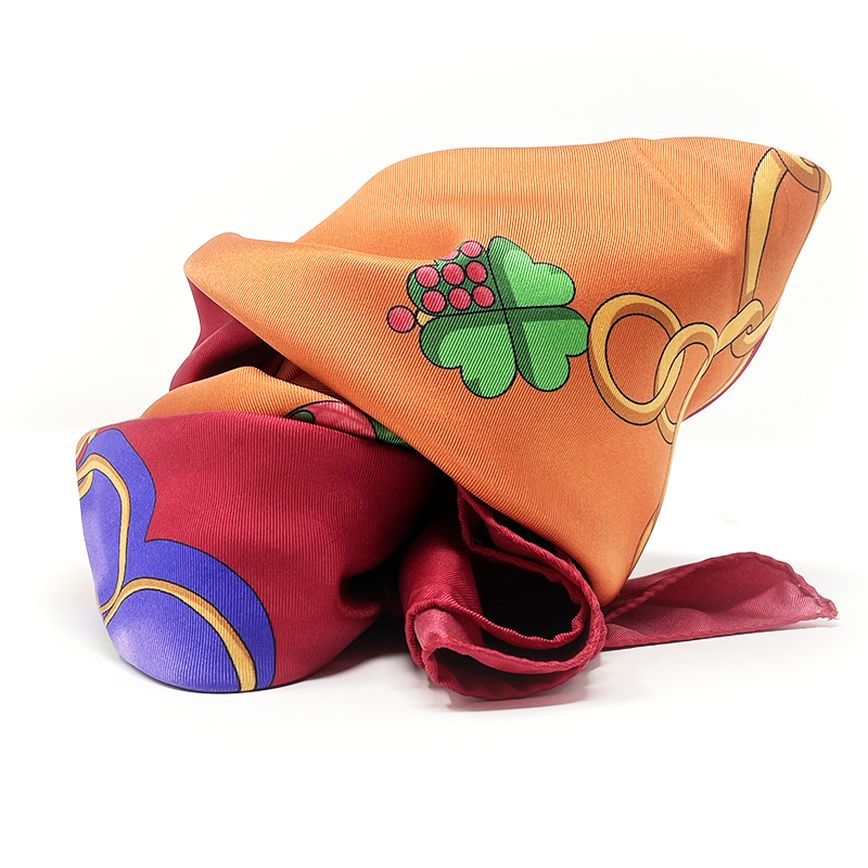 Foulard Seta Ciondolo Arancione e Rosso