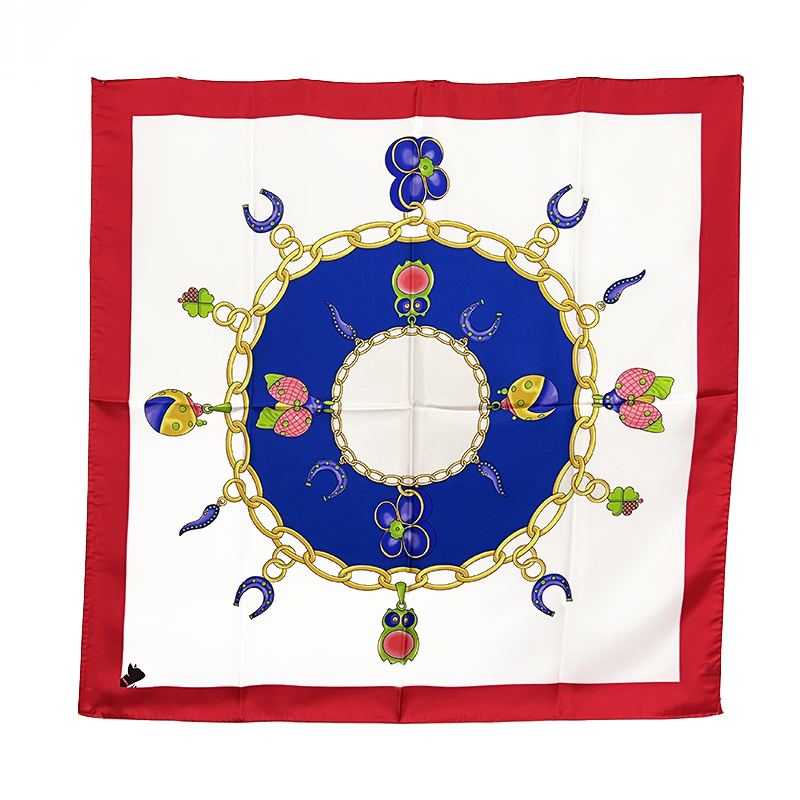 Foulard Seta Fortuna Bianco, Blu e Rosso