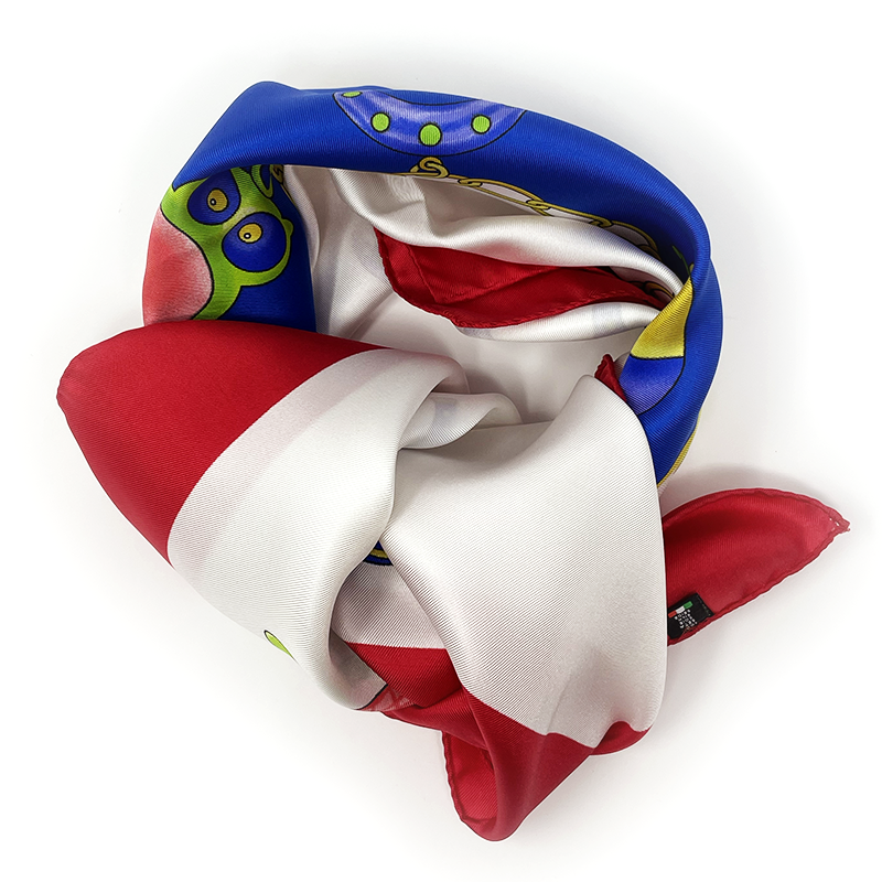 Foulard Seta Fortuna Bianco, Blu e Rosso