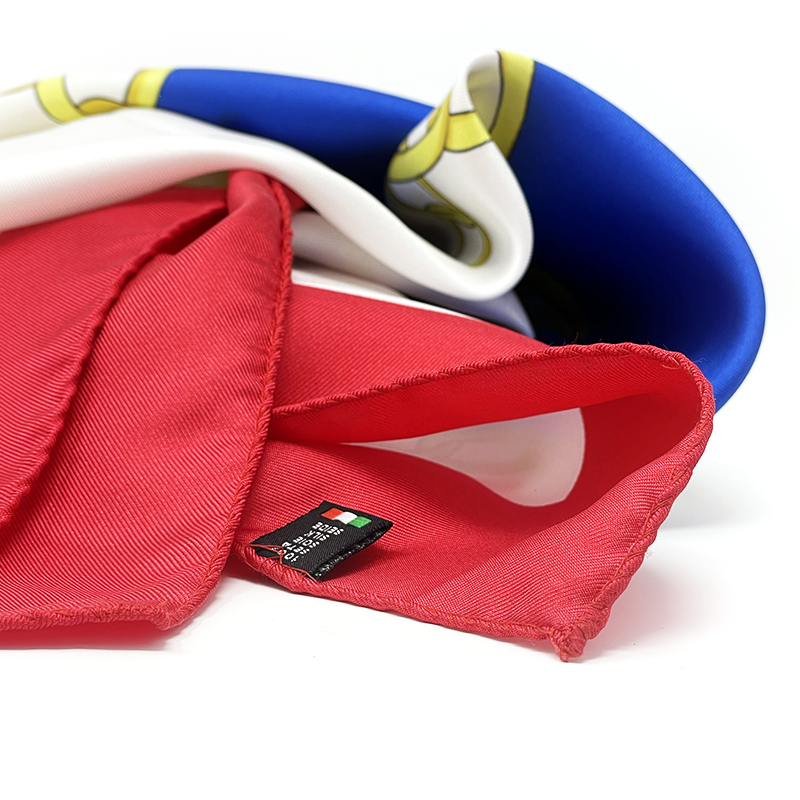 Foulard Seta Fortuna Bianco, Blu e Rosso