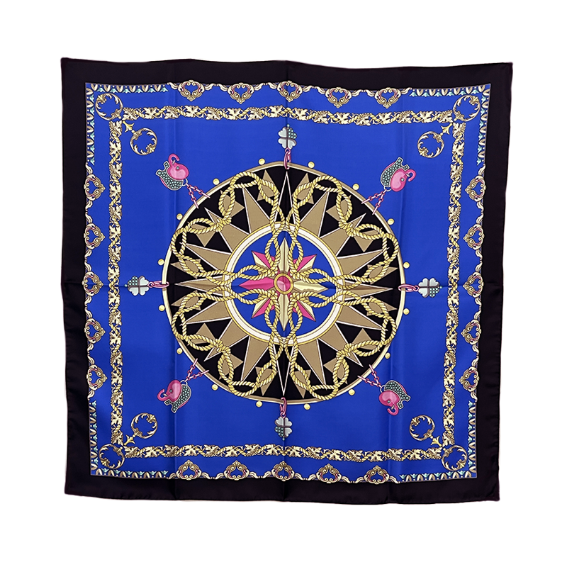 Navy Blue Silk Scarf