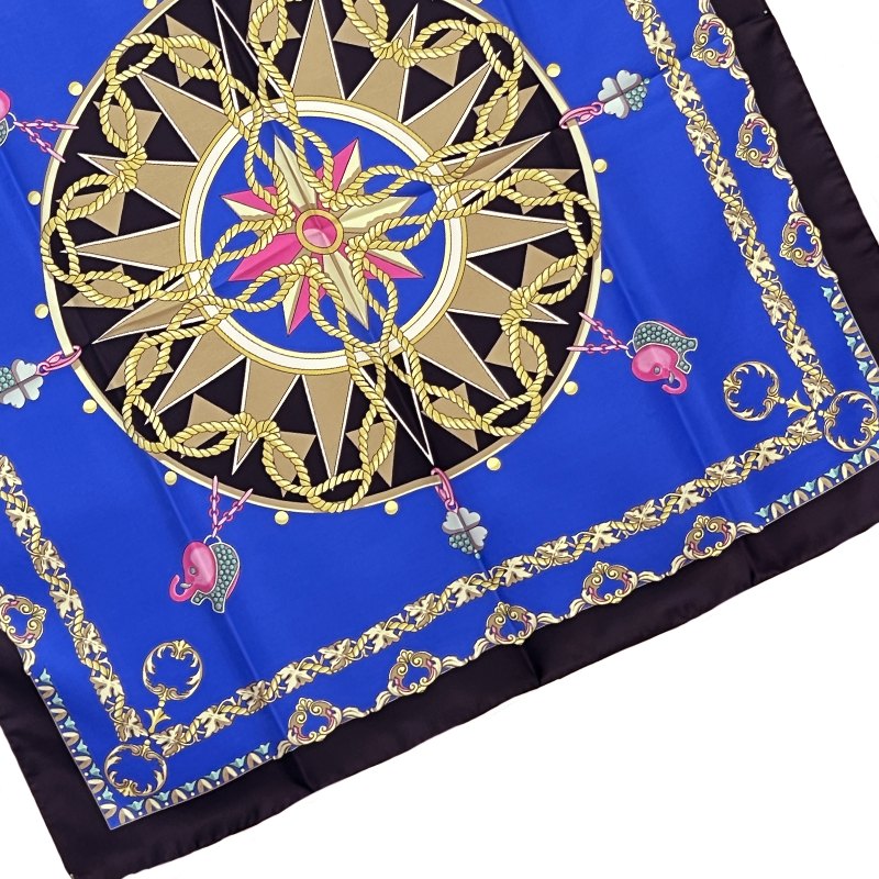 Navy Blue Silk Scarf