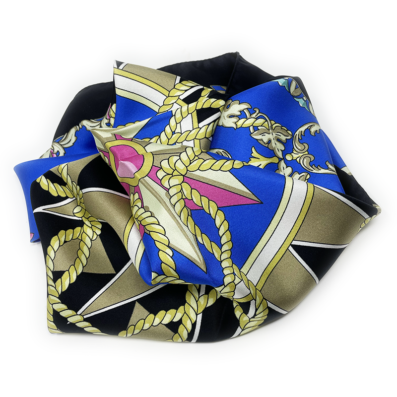 Navy Blue Silk Scarf