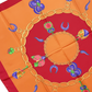 Orange and Red Pendant Silk Scarf